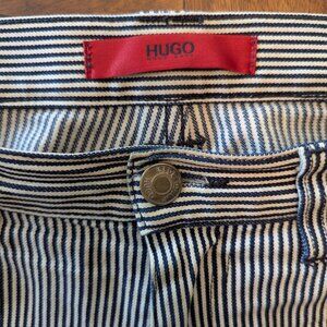 Hugo slim tapered pant in unique stripe fabric